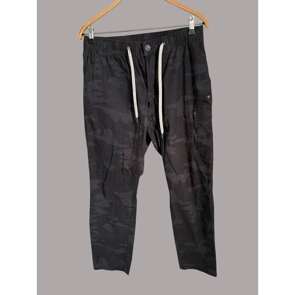 Vuori Mens Black Camo Jogger Pants Medium Cotton Blend Elastic Waist Drawstring - Picture 1 of 9